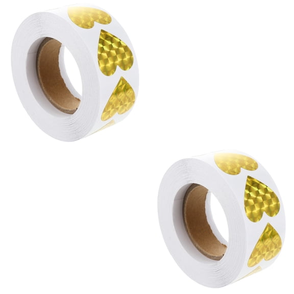 2 Rolls Heart Sticker Basket Stackable Tag Gifts Office Father Golden