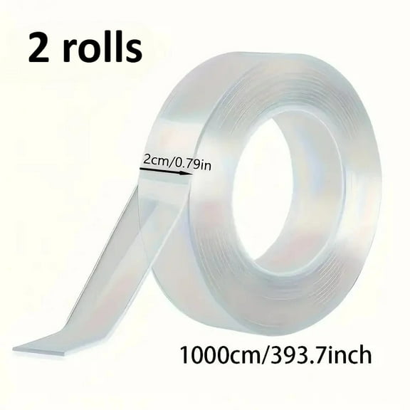2 Rolls Heavy Duty Double Sided Tape, Super Strong Waterproof Adhesive, No Residue for Indoor/Outdoor Use on Plastic, Wood Metal