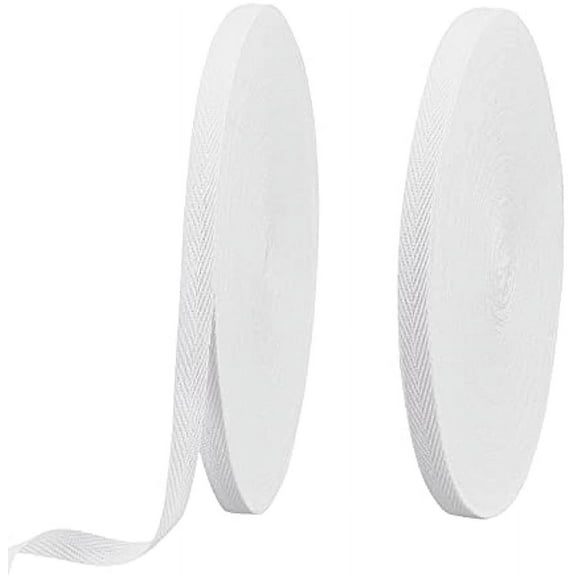 2 Rolls Herringbone Cotton Webbings 1cm3 8 Wide White Cotton Twill Tape Ribbons Cotton Herringbone Cords