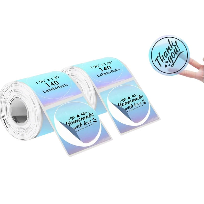 2 Rolls Holographic Thermal Label Stickers Compatible with Phomemo ...