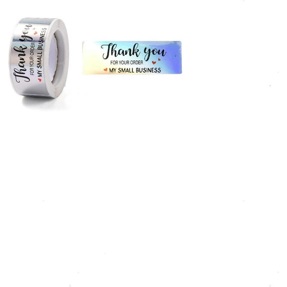2 Rolls Hot Stamping Self-Adhesive Paper Gift Tag Youstickers Rectangle with Word Thank You FOR YOU ORDER for Party Presents Decorative Colorful 2.9x6x0.01cm