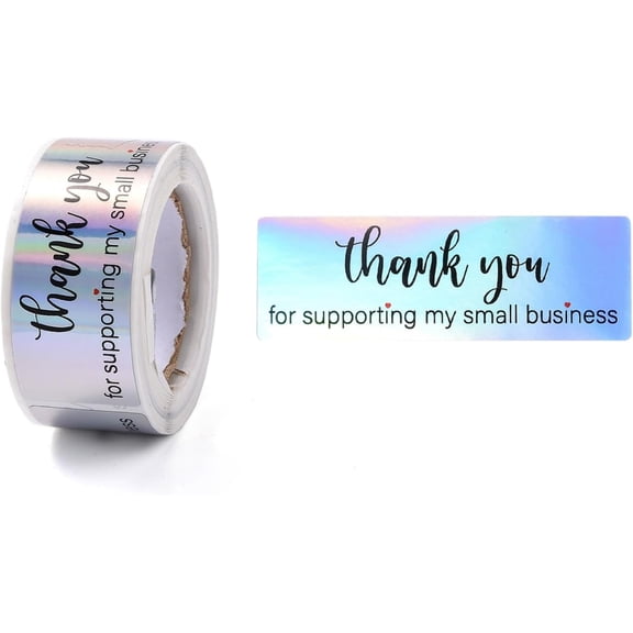 2 Rolls Hot Stamping Self-Adhesive Paper Gift Tag Youstickers Rectangle with Word Thank You FOR YOU ORDER Colorful 2.9x6x0.01cm