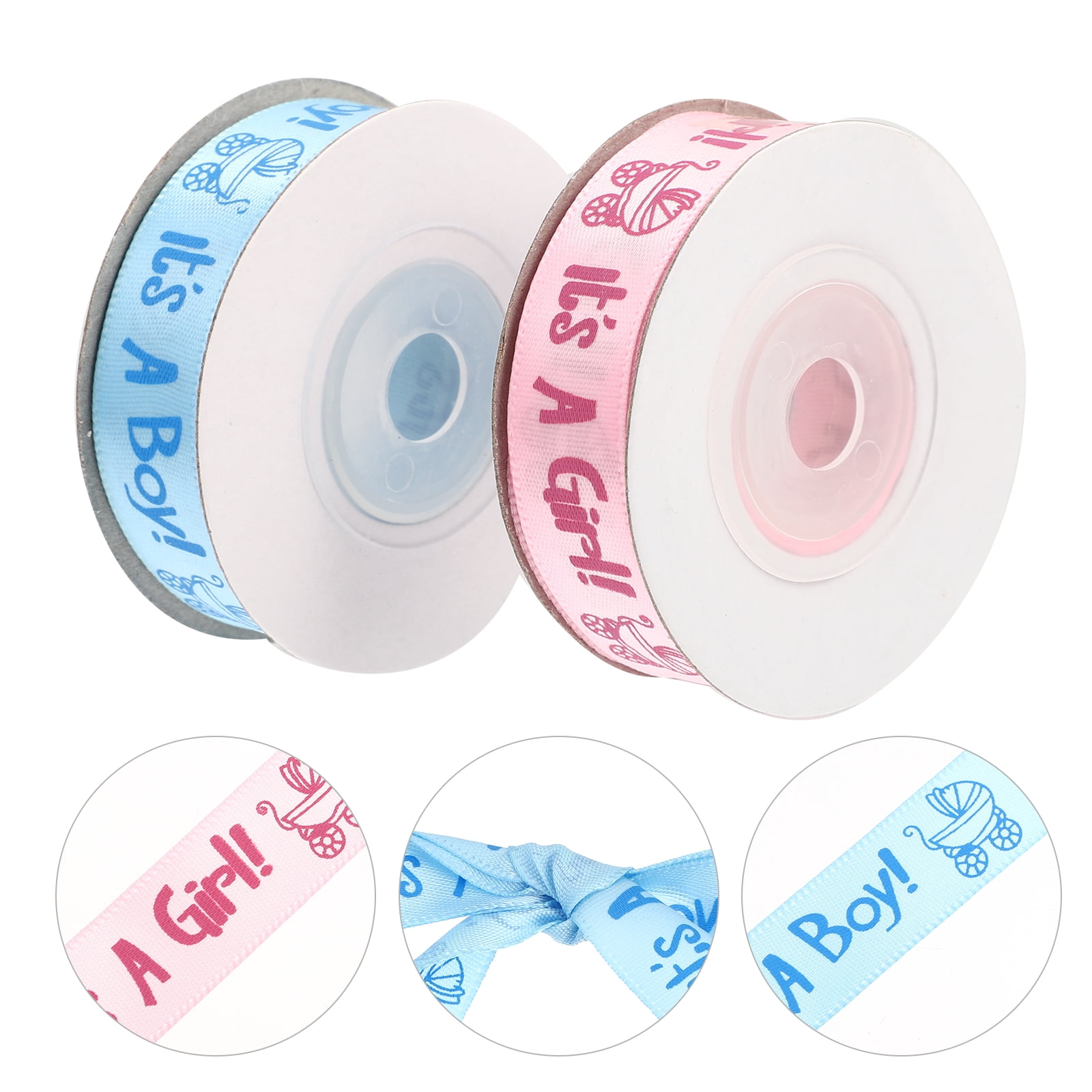 2 Rolls Girl Boy Ribbon Each Craft Ribbon for Wrapping Shower Birthday ...