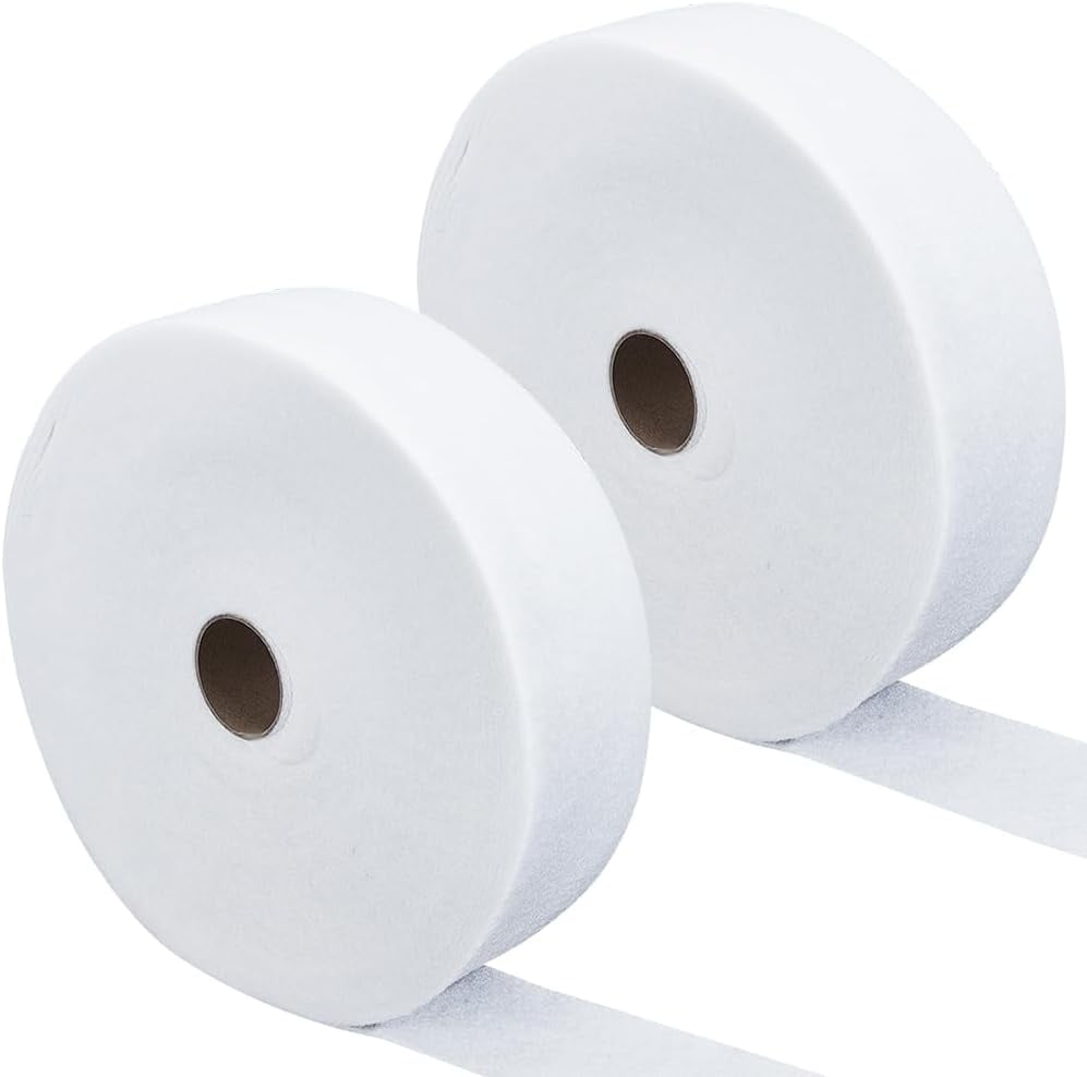2 Rolls Jellyroll Strips Fabric Jelly Roll Batting Strip 2.5 Inch x 36 Yard White Cloth Upholstery Punched Cotton Blend Quilt Rug Strips for Throw Quilts Needle DIY Sewing Crafts White
