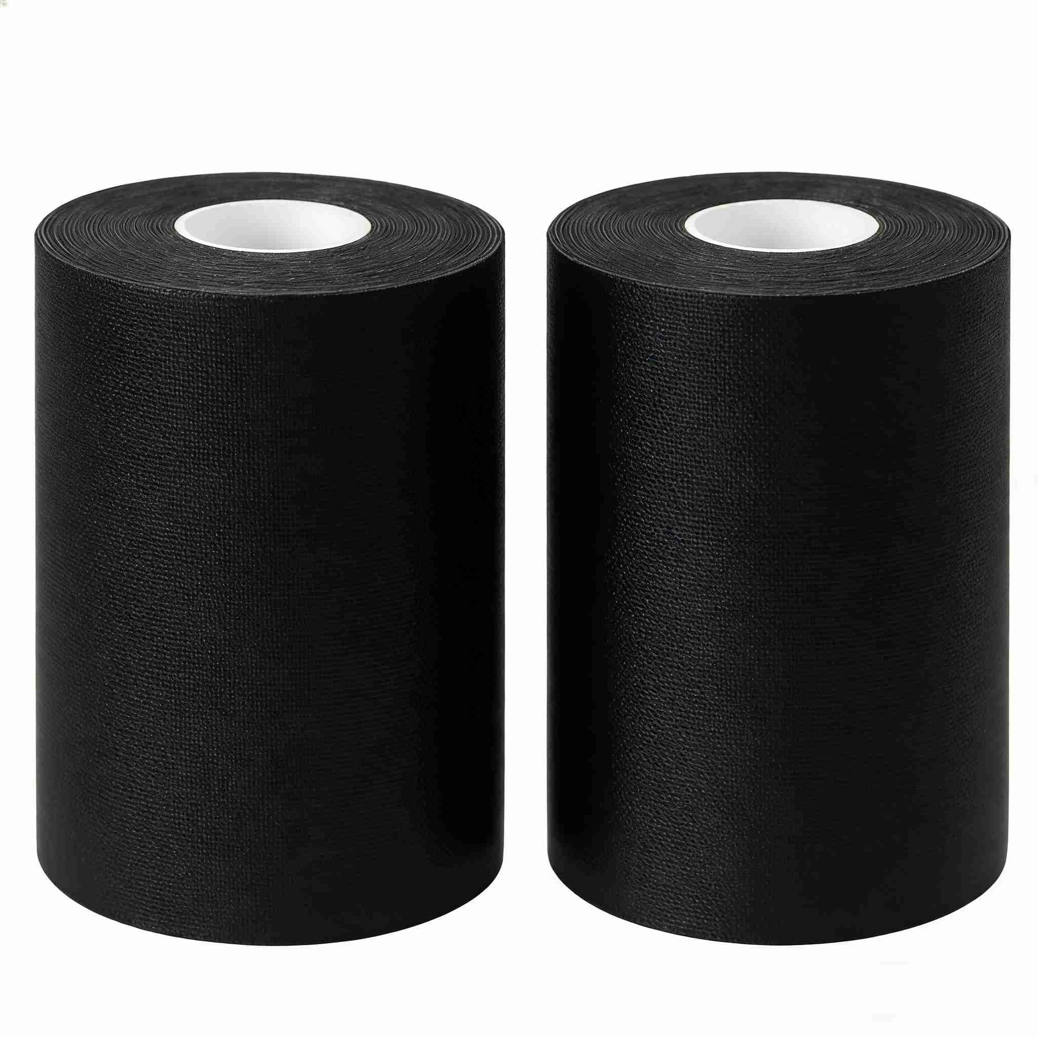 2 Rolls Kinesiology Tape, 4in x 5.5yd Breathable Muscle Support Adhesive Sport Tape for Knee Pain Relief, Latex Free Cotton Elastic Uncut Strips for Joints, Back, Ankle, Shoulder, Wrist(Black)