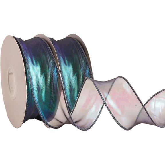 2 Rolls Laser Green Organza Ribbon 1-1/2 Inch Wide 10 Yards for Gift wrap Bow DIY Craft Bouquet Wreath Baking Baby Shower Wedding Parties Valentine Christmas Tree Decoration