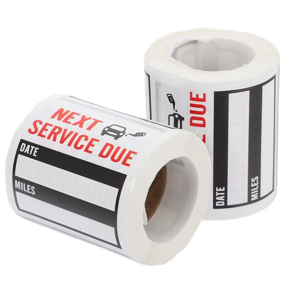 2 Rolls Maintenance Service Label Sticker Car Reminder Black