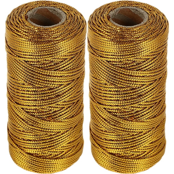 2 Rolls Metallic Threads Gift Wrapping Material Non Stretch Thread for Ornament Hanging Gift Wrapping Craft