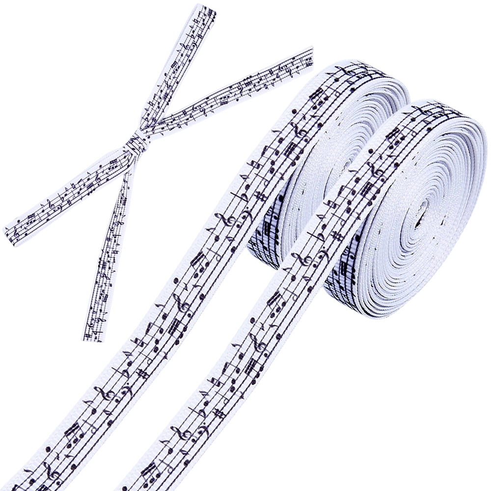 Musical Ribbon 2 Rolls Musical Notes Ribbon 10 Yards Grosgrain Ribbons Print Music Art ...