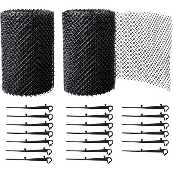 2 Rolls Of Durable Pp Drainage Ditch Protection Grille, Roof Protection And Foil Protection+With 20 Fixed Hooks+18Cm Wide+16M Long
