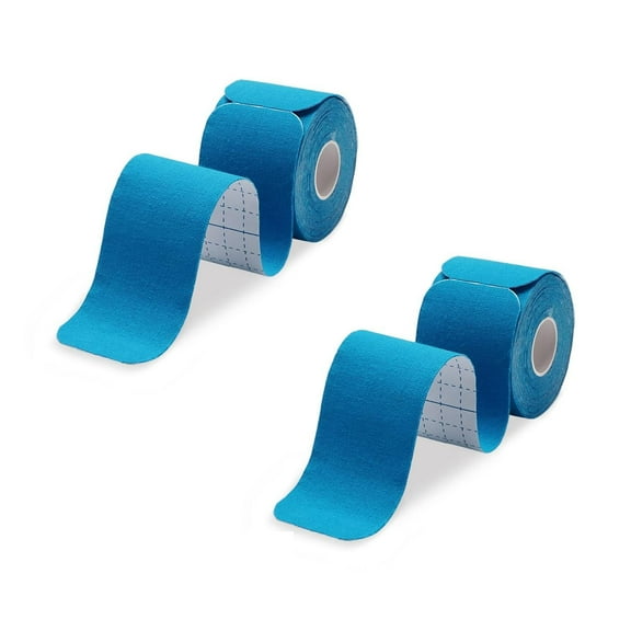 2 Rolls Pack Kinesiology Tape, Athletic Kinesiology Tape for Muscle & Joints Physical Therapy Tape for Knee, Ankle, Shoulder, Back, Plantar Fasciitis, Latex Free and Water Resistant, Blue