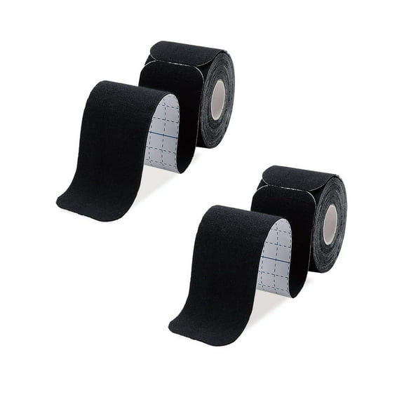 2 Rolls Pack Kinesiology Tape, Athletic Kinesiology Tape for Muscle & Joints Physical Therapy Tape for Knee, Ankle, Shoulder, Back, Plantar Fasciitis, Latex Free and Water Resistant, Black