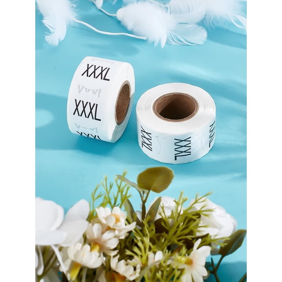 2 Rolls Paper Self-Adhesive Clothing Size Labels Sticker Rolls for Clothes Size Tags Flat Round White sticker: 25mm diameter Craft