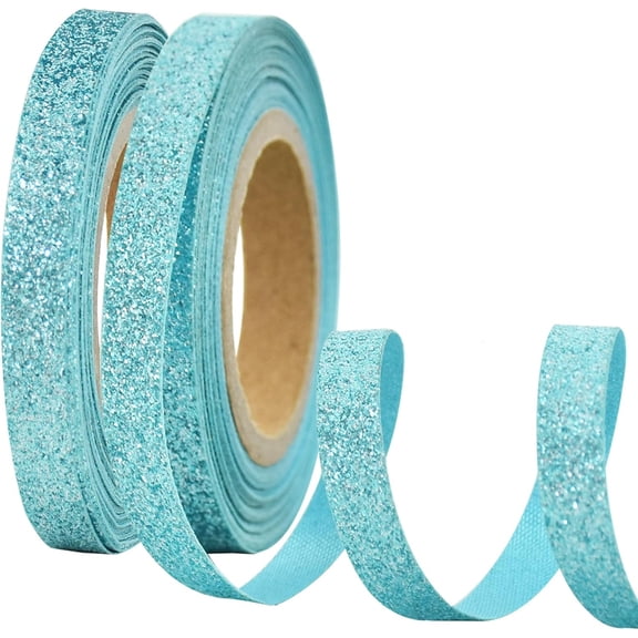 2 Rolls Pearlescent Glitter Ribbon, Sparkling Metallic Ribbon Roll for Christmas Halloween Valentine's Decor, DIY Crafts Wrapping Ornaments Party Supplies (10yds/roll)