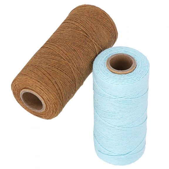 2 Rolls Pure Cotton Yarn Tensile Resistant 8/4 Warp Thread for Knitting Tatting Carpet Tapestry, Brown and Light Blue, 820.2 ft / 250 m