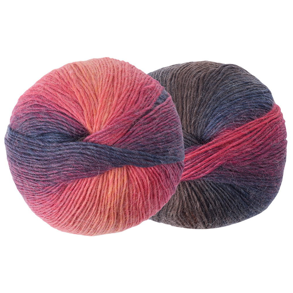 2 Rolls Rainbow Single-Strand Dyed Thread Gradient Color Pure Wool ...