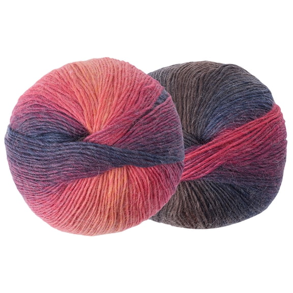 2 Rolls Rainbow Single-strand Dyed Thread Gradient Color Pure Wool Thread Soft and Warm for Hand-woven Shawl Scarf Hat Colorful 1mm