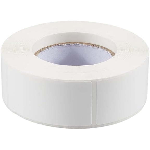 2 Rolls Rectangle Paper on White Check Blank Stickers Writable Waterproof Decals for Food Classification Label White 50x25mm White