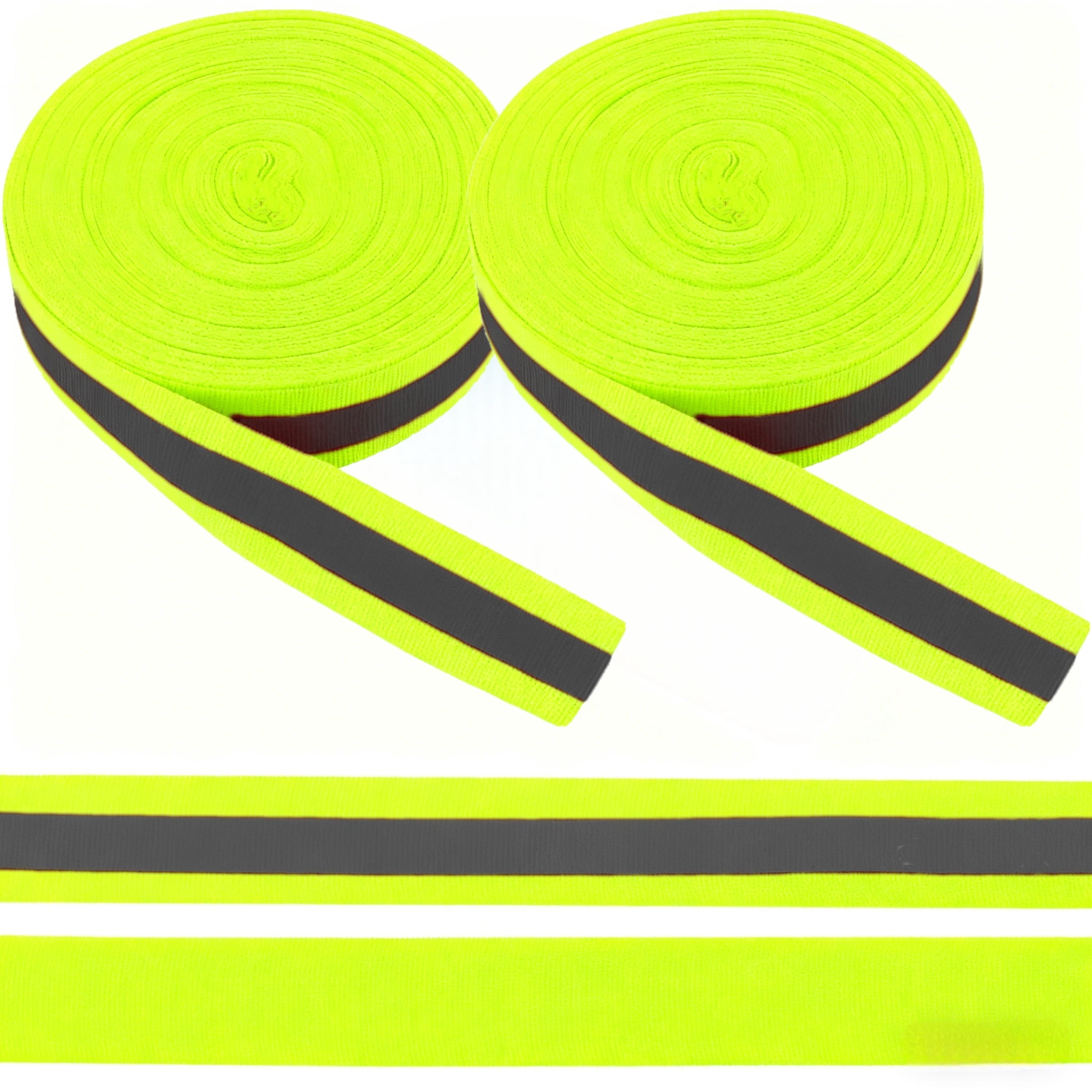 Protective Ribbon 2 Rolls Reflective Stripe Ribbon, 2in x 164ft Polyster Webbing Ribbon ...