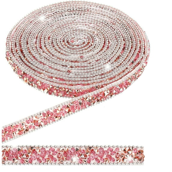 2 Rolls Rhinestone Ribbon,Bexikou Self Adhesive Crystal Rhinestone Ribbon,6 Yards Bling DIY Rhinestones Tapes,Diamond Stickers, DIY for Wedding Cakes Birthday Crafts Decorations(Silver)