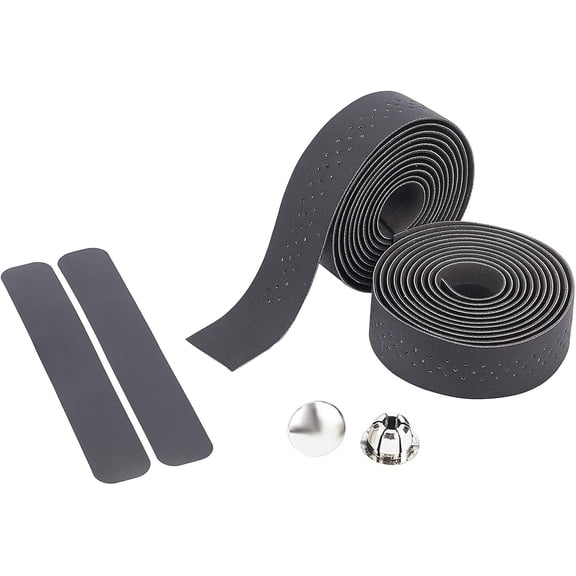 2 Rolls Road Bike Handle Tape Handlebar Tape Bicycle Bar Wraps with 2PCS End Plugs and Self-Adhesive Stripes Black for making