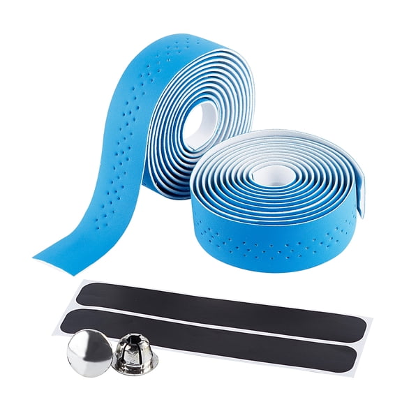 2 Rolls Road Bike Handle Tape Handlebar Tape Bicycle Bar Wraps with 2PCS End Plugs and Self-Adhesive Stripes Blue
