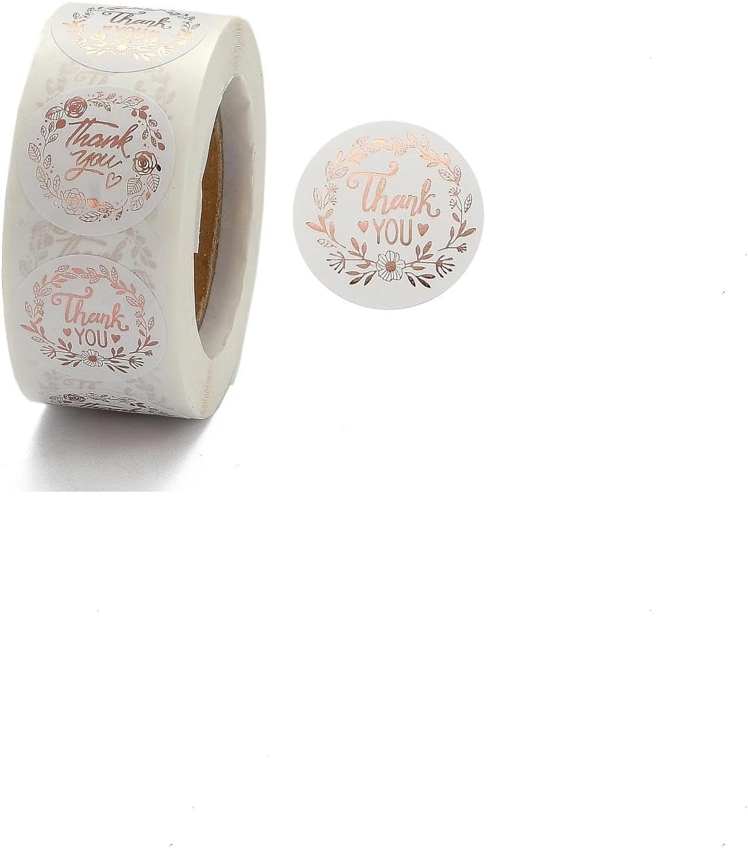 2 Rolls Rose Gold Olive Branch Thank You Stickers Round Adhesive Labels ...