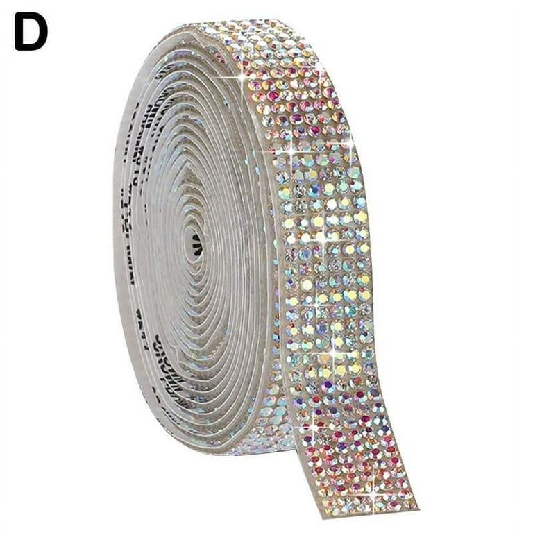 2 Rolls Self Adhesive Rhinestone Ribbon, AB Bling Crystal Craft Silver Small Sparkling St Ribbon Roll F5h6, Size: 1, Other