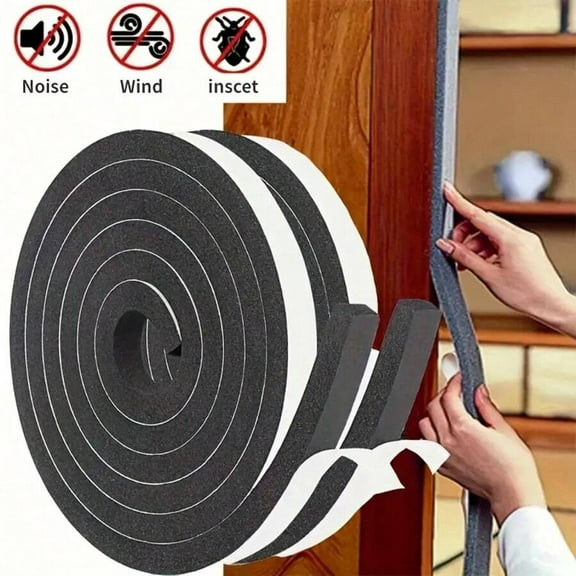 2 Rolls Of Self-Adhesive Soundproofing Foam Tape - Black And White Insulation Strips For Doors, Windows, And Gaps - Noise Reduction And Dust Seal - Durable Plastic Material, Door Sealing Tape