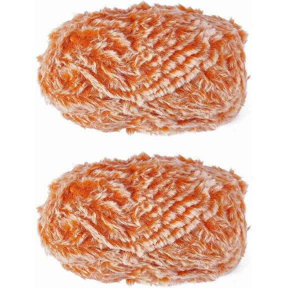2 Rolls Skeins Super Soft Fur Yarn Chunky Fluffy Faux Fur Yarn Fluffy Eyelash Yarn for Crochet Knit Blanket Rug Clothes Knitting-2×30m(2×32.8yds,50g×2)