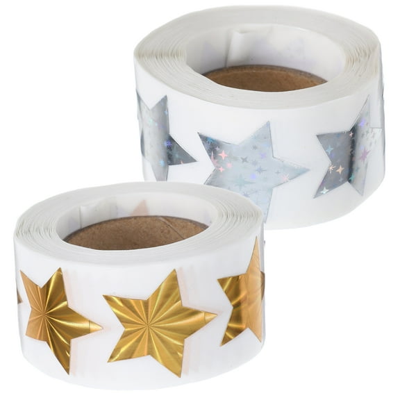 2 Rolls Star Stickers for Kids Reward Silver Decorations Coated Paper School