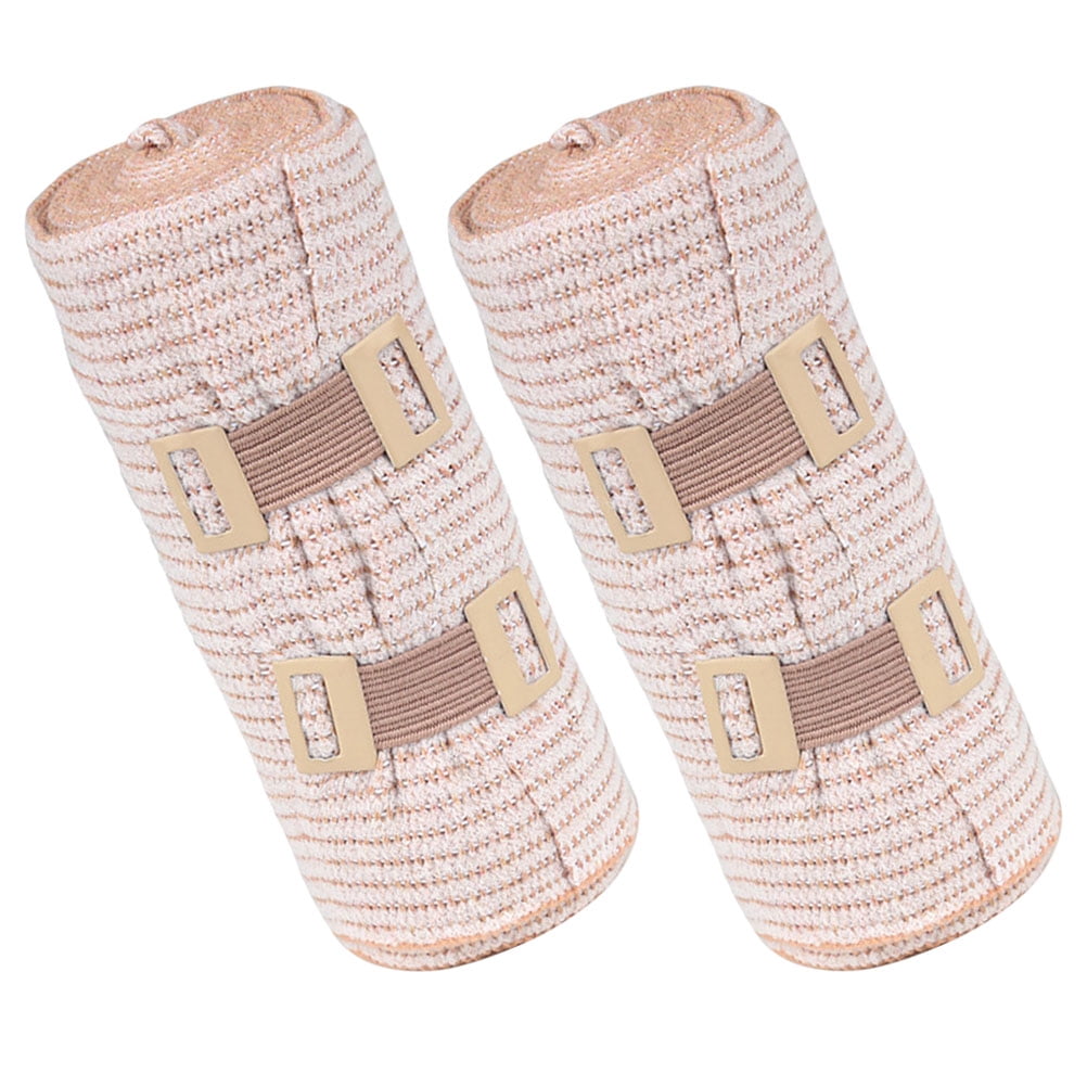 2 Rolls Striped Elastic Bandage Bandaging Supplies for Wounds Leg Compression Sports Wraps Non