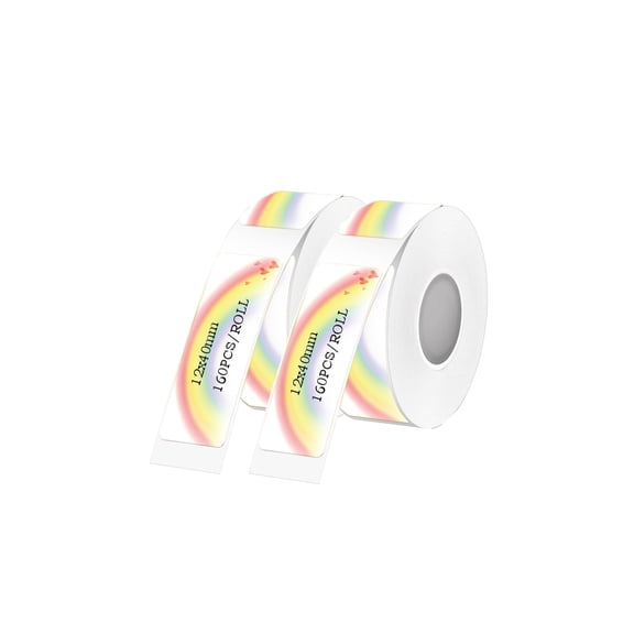 2 Rolls Thermal Color Label Tape Compatible with Phomemo D30/Q30/D35 – 12mm x 40mm (0.47"x1.57") Thermal Self-Adhesive Sticker Rolls, 2 Rolls, Compatible with Non-RFID Printers