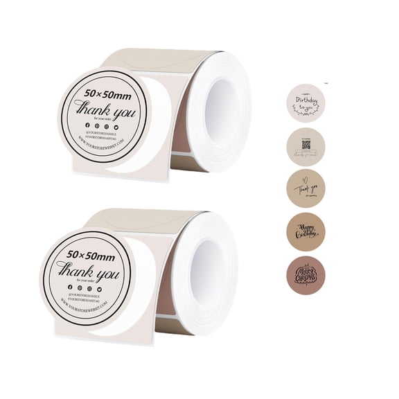 2 Rolls Thermal Label Stickers Compatible with Phomemo, Munbyn, Xprinter,Marklife for Barcode, Price Tags, Shipping & Logo Design