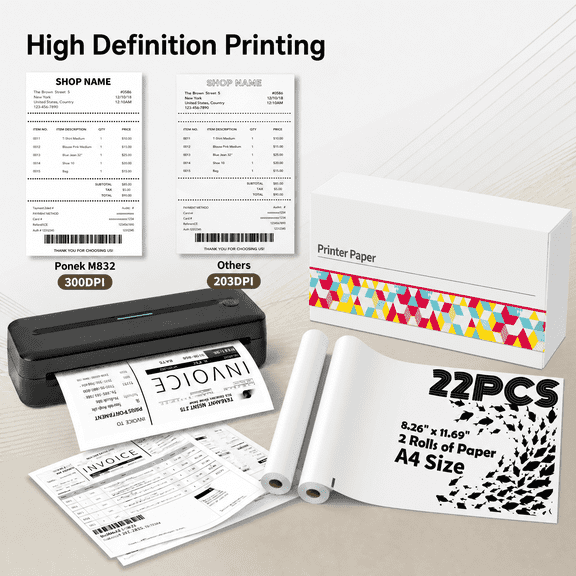 2 RollsThermal Printer Paper, A4 Thermal Paper Roll for Quick-dry, Compatible with M08F M832 M833 Portable Printer, Advance Thermal Printing for A4 Portable Printer,