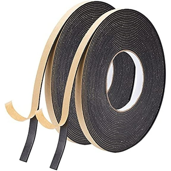 2 Rolls Total 65.6 Feet Wide Size Window Foam Strip 0.39Inch Width Single-Sided Adhesive EVA Seal Foam Strip Soundproofing Sealing Tape for Doors and Windows Insulation