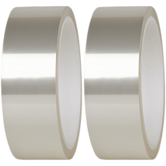 2 Rolls Transparent PET Adhesive Tape, High Temperature Resistant Clear Adhesive, Single-Sided Non-Marking Tape for Masking Powder Coating Sublimation