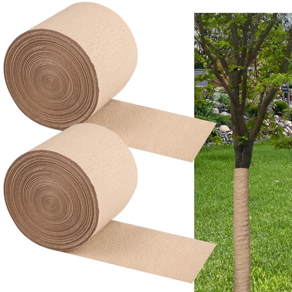 2 Rolls Tree Protector Paper Wrap 3.5 in*16.4 ft Tree Trunk Bandage Paper Tree Wrap Rolls Tree Trunk Protector for Winter Warmth, Bark Repair Breathable Cover,Topboutique