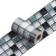 thumbnail image 1 of 2 Rolls, Wallpaper Border - 4*94.5" Long, PVC Mosaic Wall Border, Self Adhesive Wallpaper Borders for Bathroom Kitchen Entryway Modern Paper Walls Decor, 1 of 7