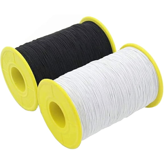 (2 Rolls) White AND Black Elastic Thread 547 Yard Package 0.5mm Thickness