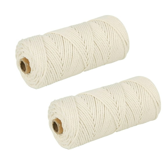 2 Rolls White Macrame Cord 3mm 190 Yards for Handcraft Dream catcher, Wall Decor, DIY Project, Beige Macrame Rope, Cotton Cord for Wall Hanging, Plant Hangers, Christmas Crafts, Knitting