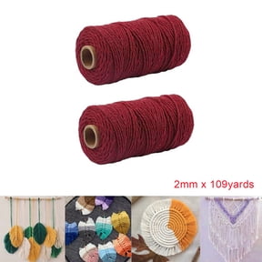 2 Rolls Wine Red Macrame Cord 2mm, 109 Yards Natural Cotton Twisted Rope, Macrame String Cotton Craft Cord for DIY Knitting,Wall Hanging, DIY Wedding Decor, Crafts