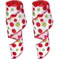 thumbnail image 1 of 2 Rolls Wired Ribbon Christmas Tree Burlap Ribbon Green Red Glitter Polka Dot Sparkly Christmas Tree Decoration DIY Bows Wreath 2.5 Inch X 6 Yard Per Roll, 1 of 6
