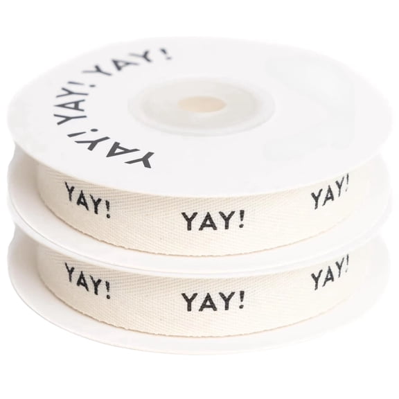 2 Rolls Yay! Cotton Ribbon, 5/8 Inch x 20 Total Yards Natural Herringbone Ribbon for Gift Wrapping & Celebrations