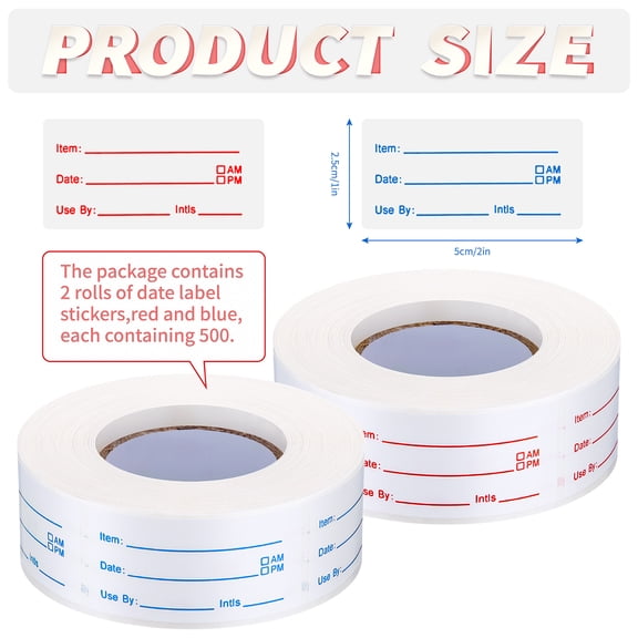 2 Rolls of 1000 Removable Food Labels 1" x 2" Stickers for Freezer, Canning, Pantry, and Meal Prep Containers
