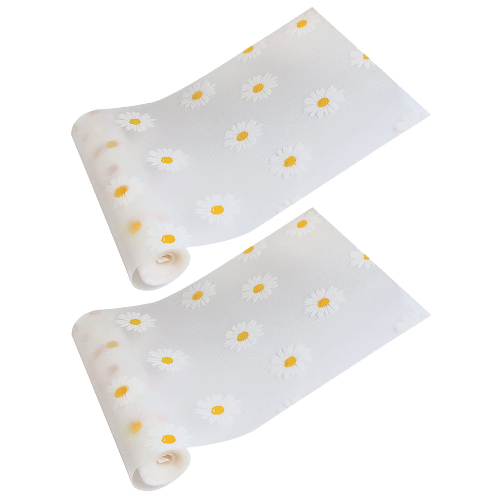 2 Rolls of Refrigerator Mats Liners Glass Shelves Liner Daisy Pattern