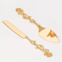 2 Rose Cake Cutting for Wedding, Gold Cake Knife & Server Set, Cake Pizza Cutter