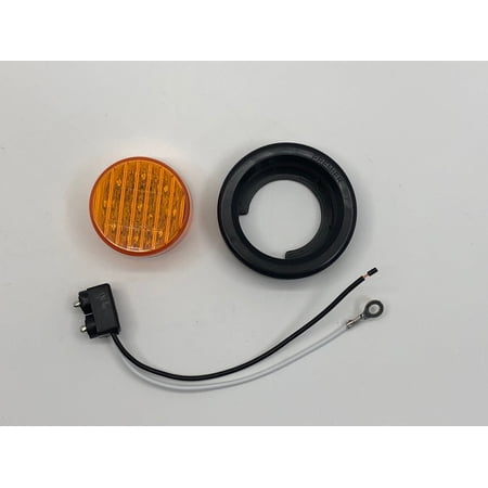 2" Round 9 LED Amber, Amber Lens Side Marker Clearance Light. Truck Trailer RV