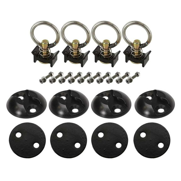 US Cargo Control L Track Tie Down System, Round Tie-Down Anchor Point Kit with Round Ring, Great to Secure UTV, ATV, Motorcycle, Snowmobile, Lawnmower