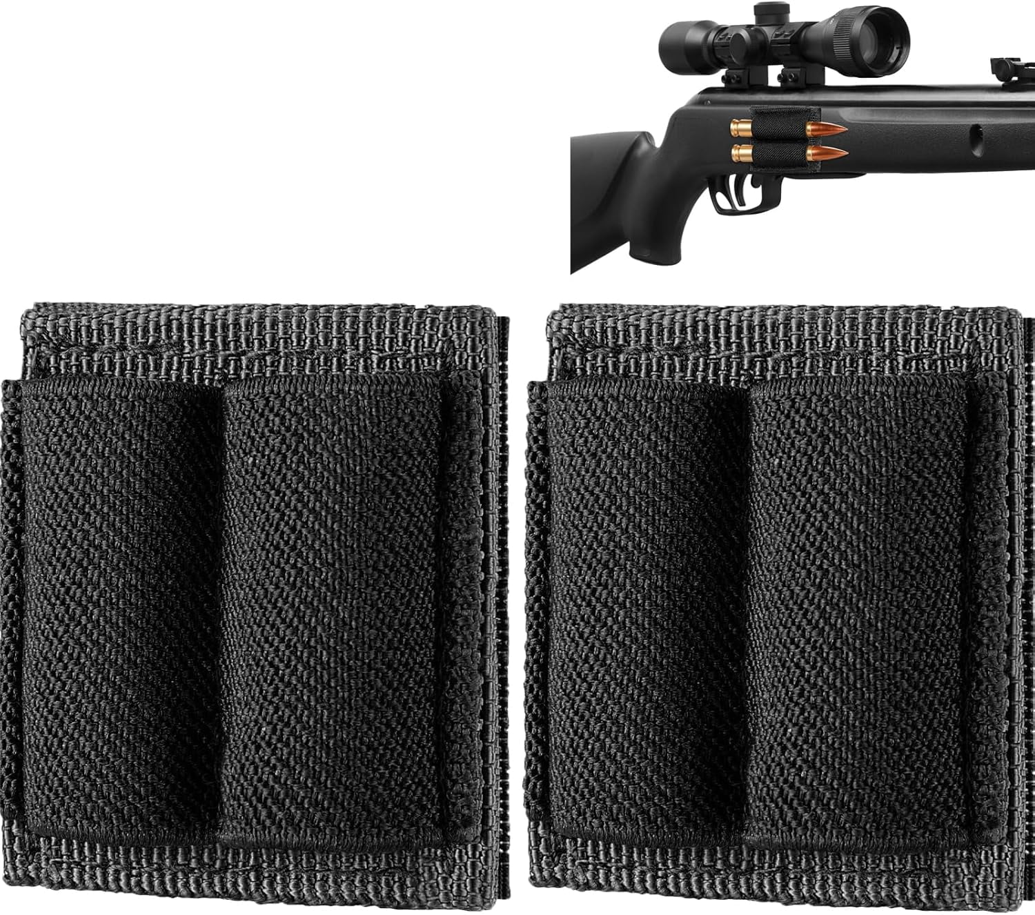 2pcs-Round Bullet Holder Rifles Shotguns Buttstock Ammo Carrier Hook Loop Black
